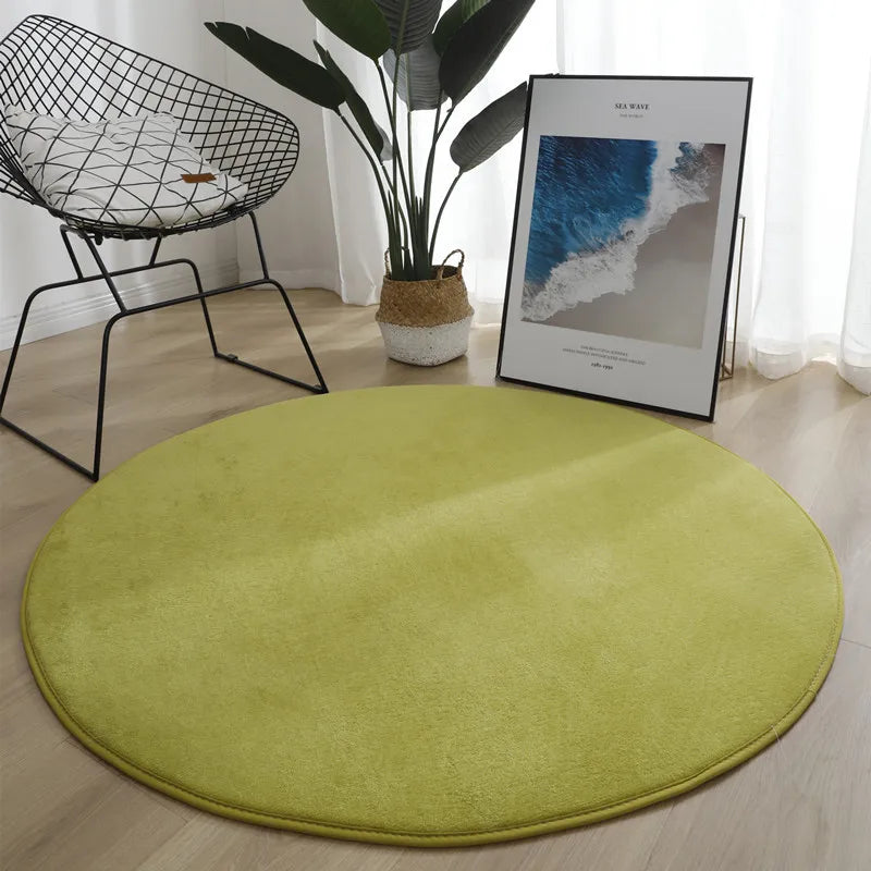 Tapis rond velours uni gris