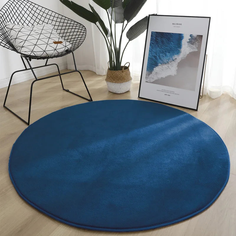Tapis rond velours uni gris