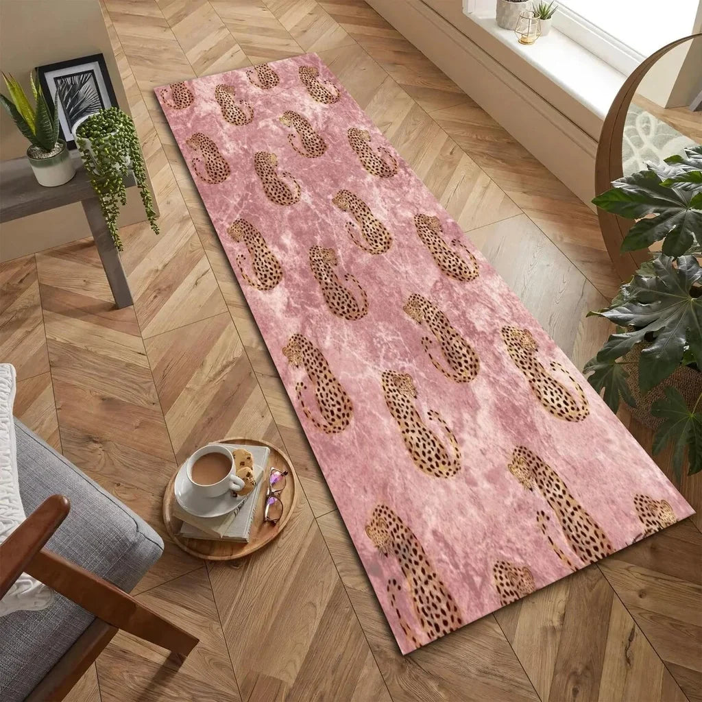 Tapis de couloir léopard bleu