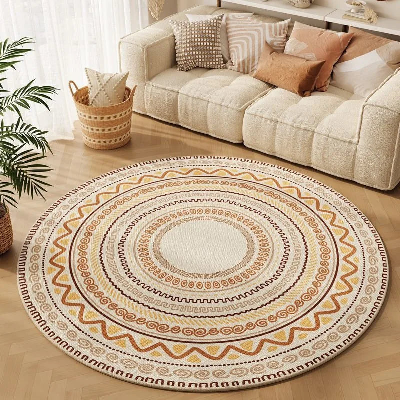 Tapis rond fleuri minimaliste
