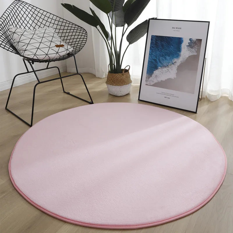 Tapis rond velours uni gris