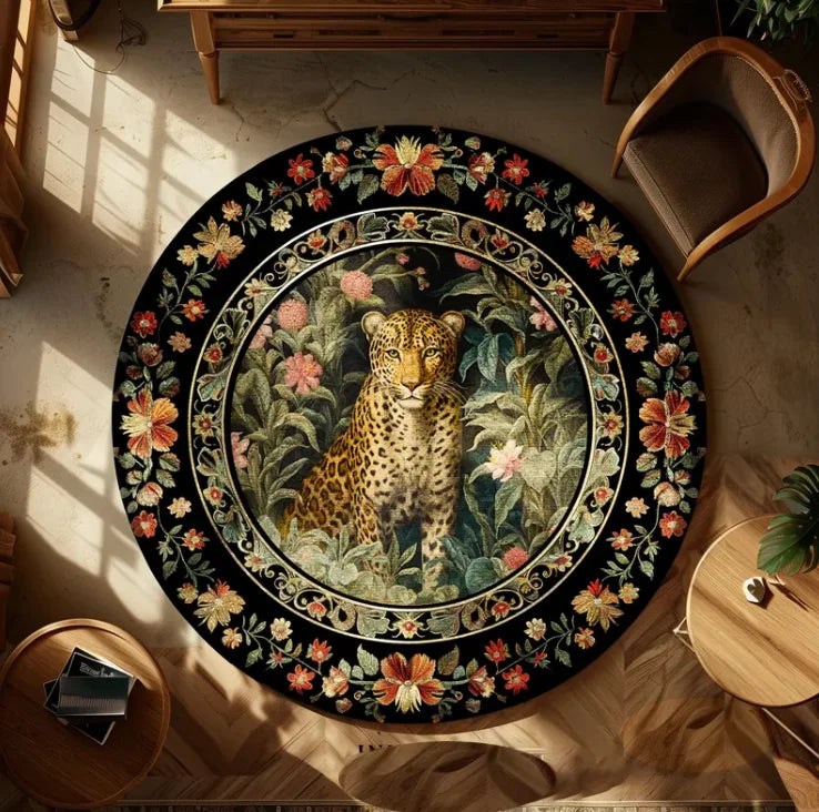Tapis rond paysage tons terre