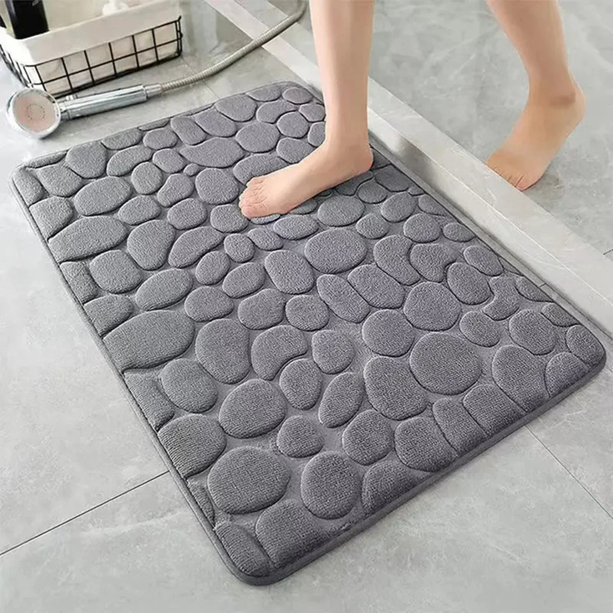 Tapis de bain galets en relief