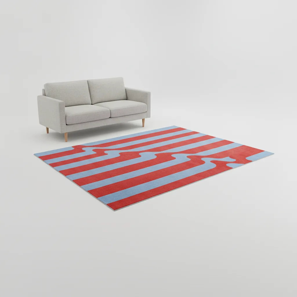 Tapis salon abstrait rayé pop art