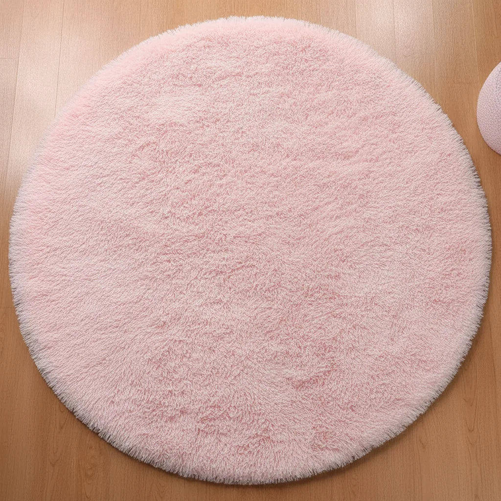 Tapis rond enfant à poils longs