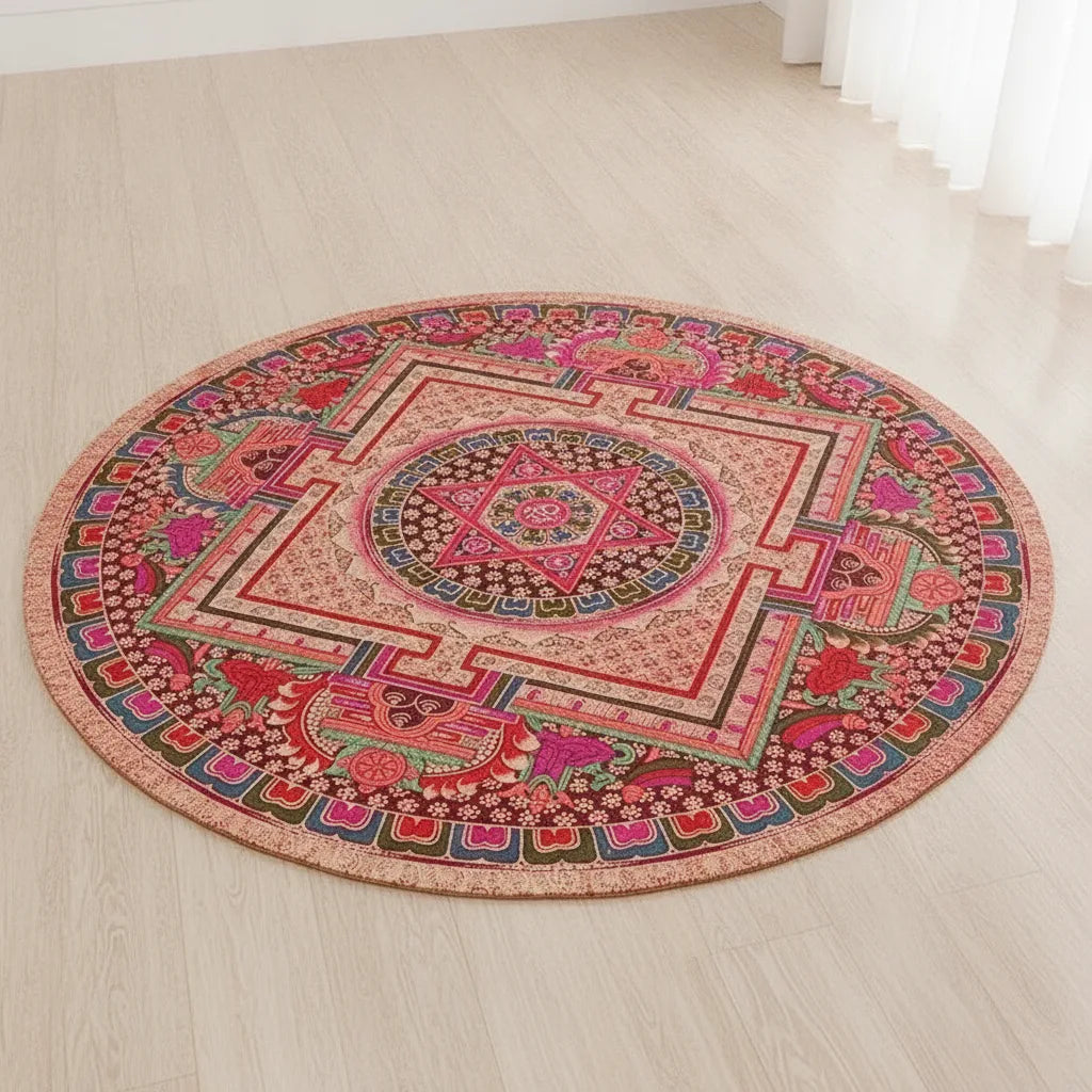 Tapis rond bohème imprimé