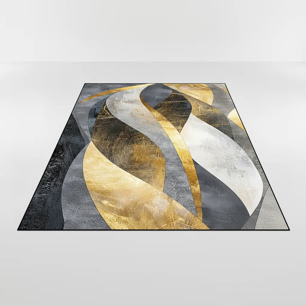 Tapis de salon géométrique doré