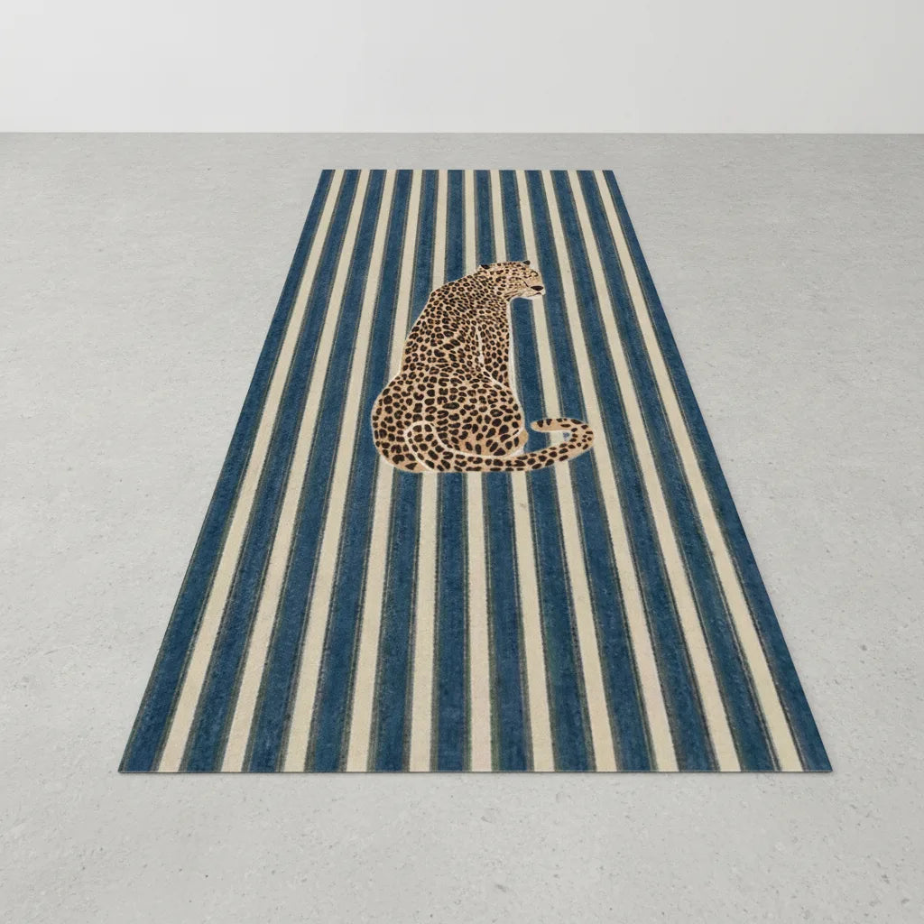 Tapis de couloir léopard bleu