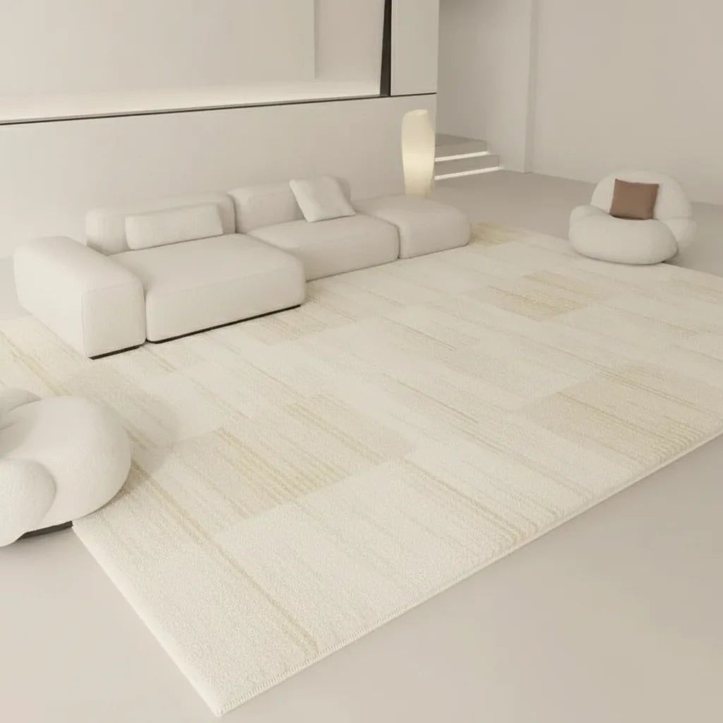 Tapis de salon uni blanc moelleux