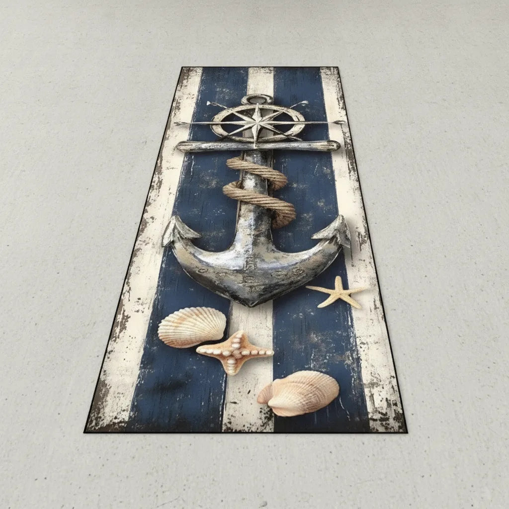 Tapis de couloir motif bord de mer