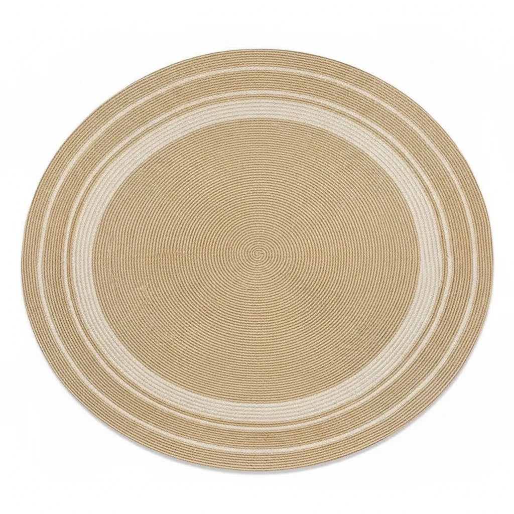 Tapis rond aspect jute écru