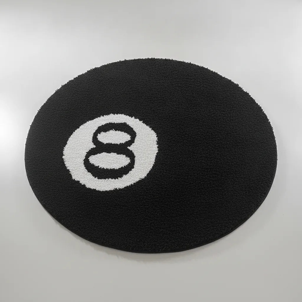 Tapis rond boule de billard noir