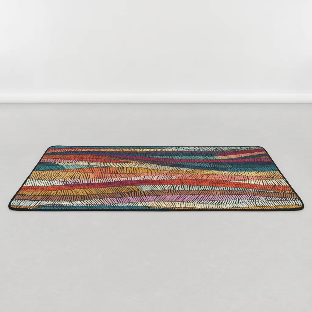 Tapis salon bohème à motif de vagues