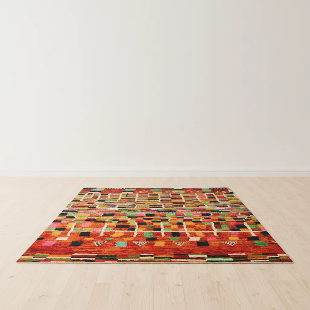 Tapis berbère coloré motif géométrique