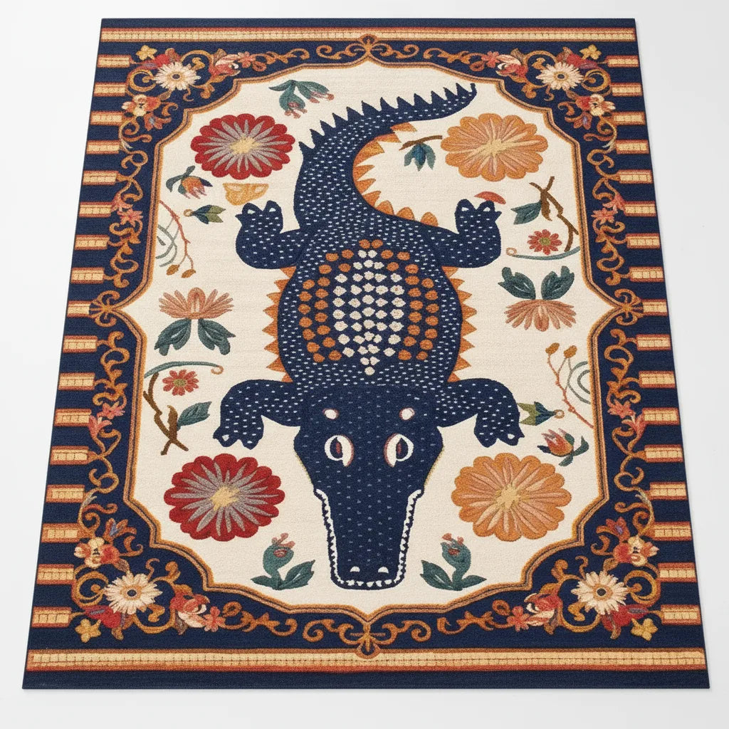 Tapis de salon motif crocodile