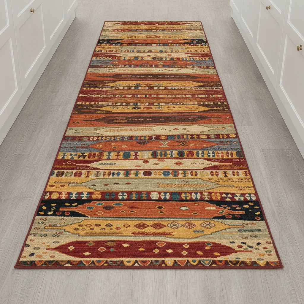Tapis de couloir bohème tissage plat