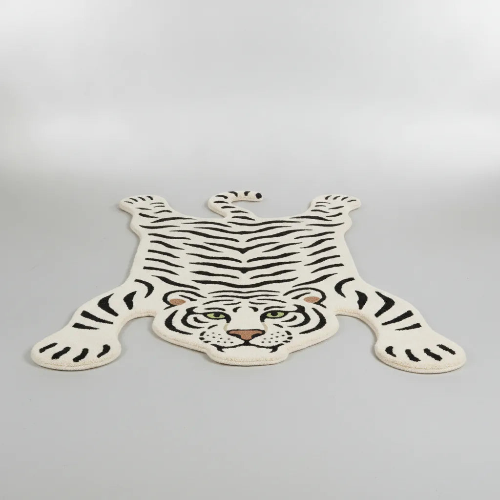 Tapis tigre blanc antidérapant