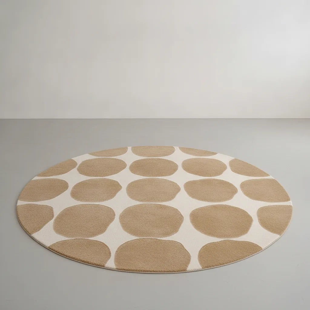 Tapis rond velours ras géométrique