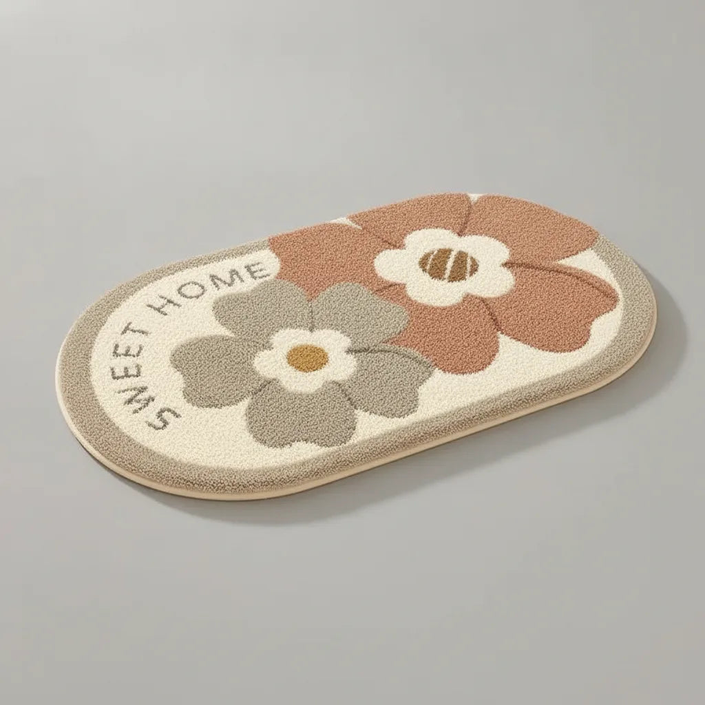 Tapis de salle de bain fleuri doux