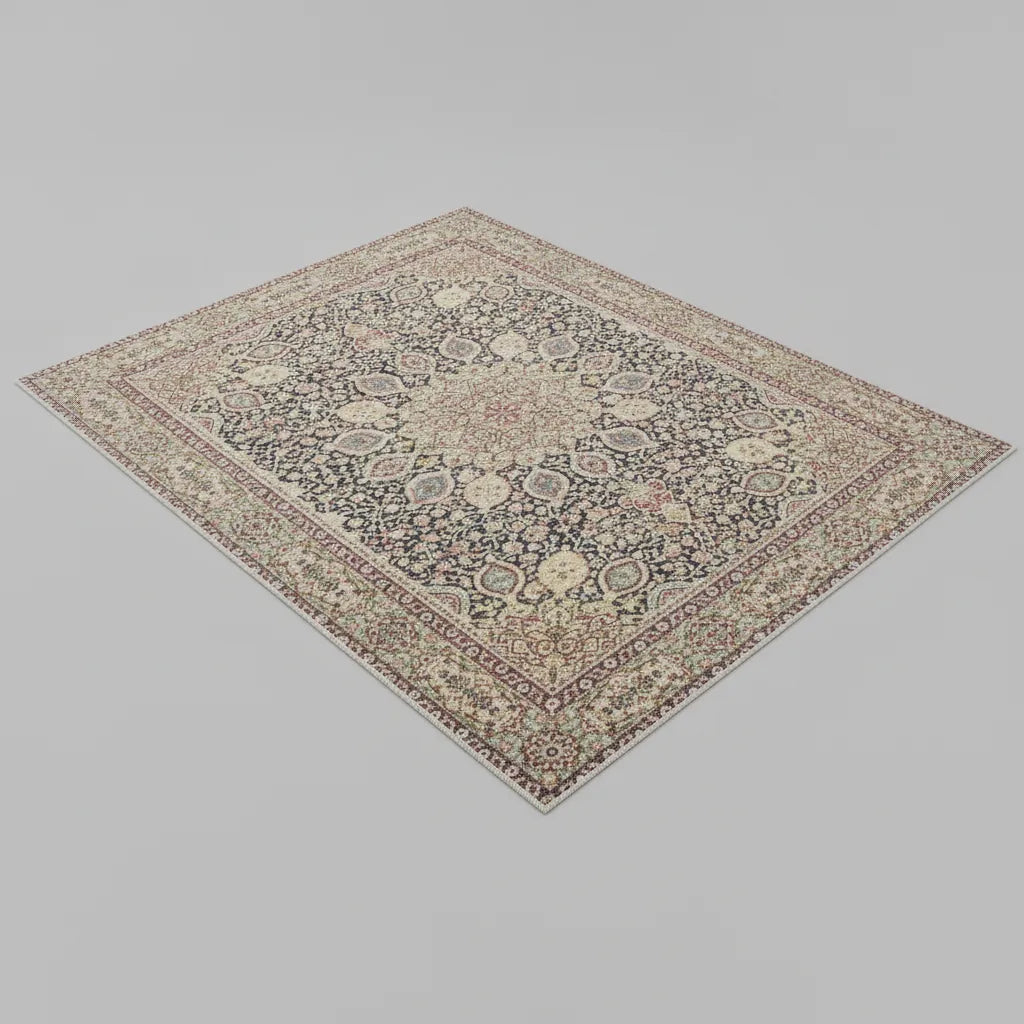 Tapis de salon persan crème et marron
