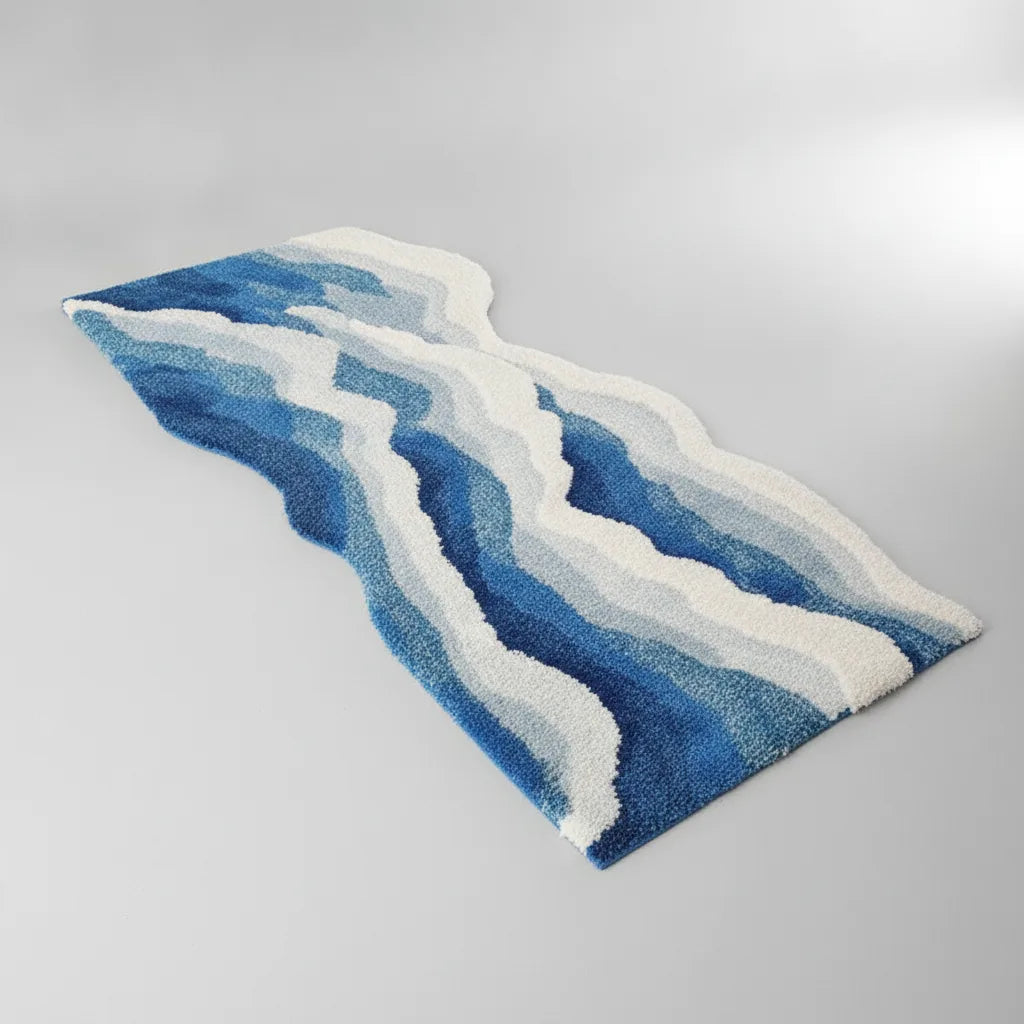 Tapis de couloir vague bleue