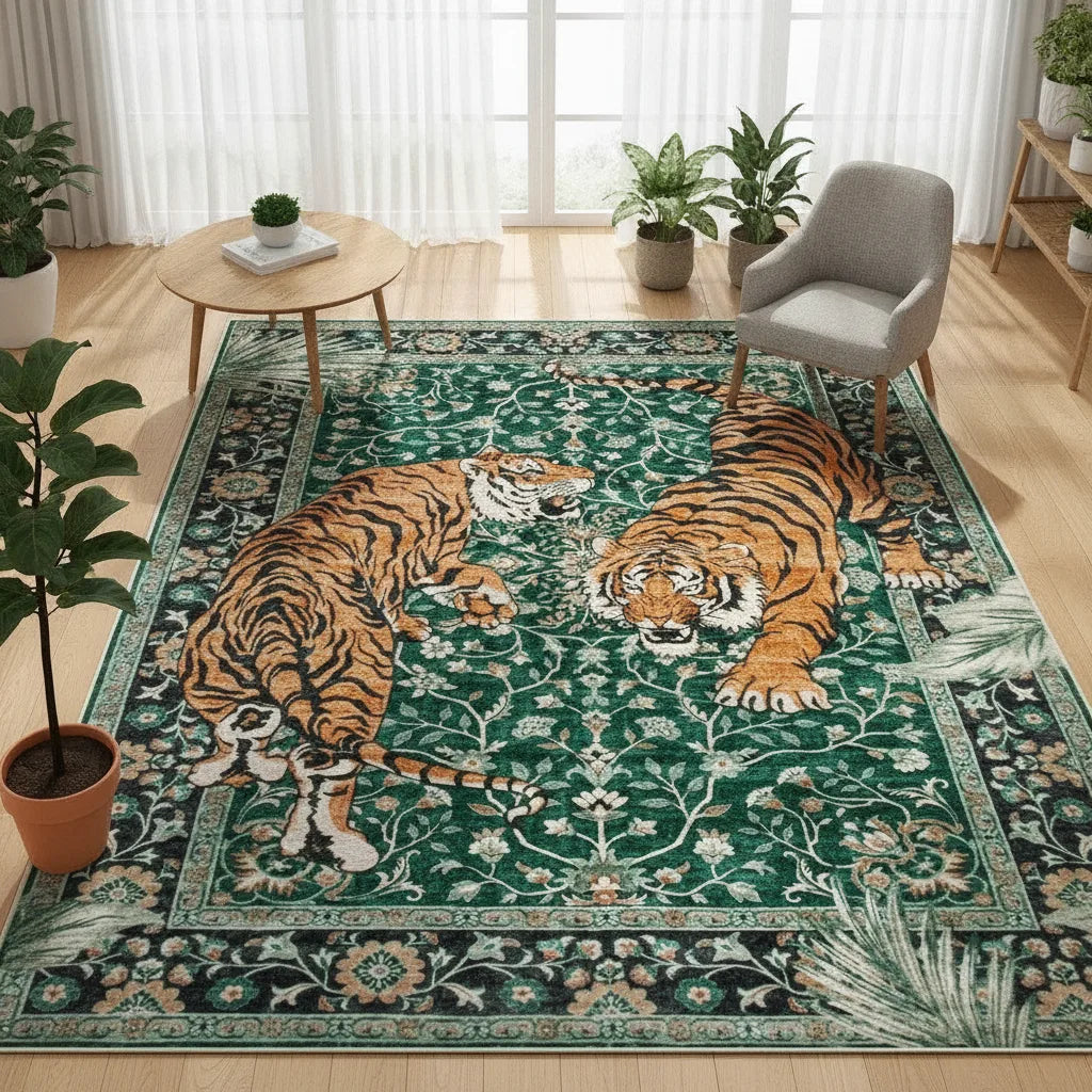 Tapis de salon jungle tigre