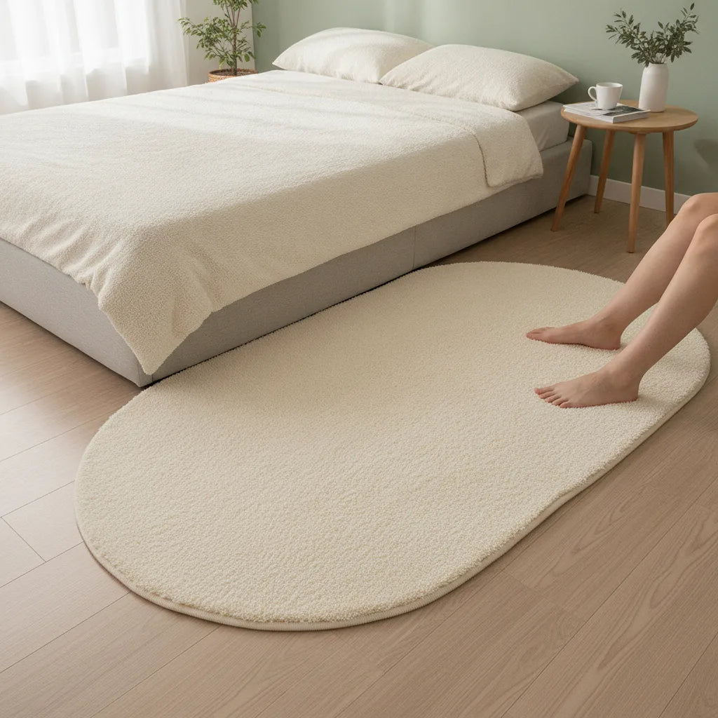 Tapis ovale crème doux et moelleux