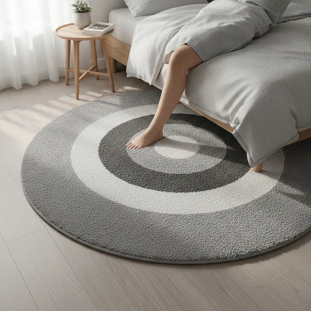 Tapis rond scandinave moelleux