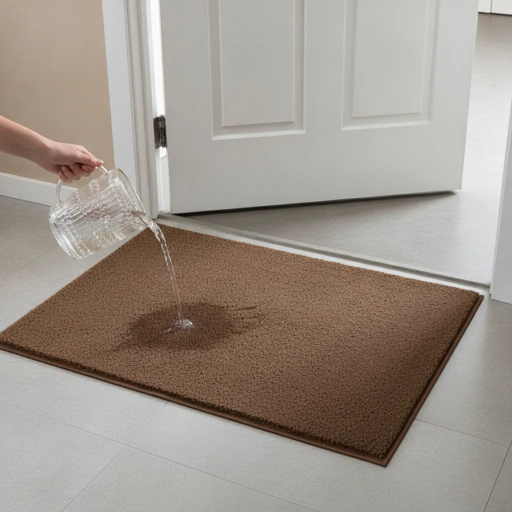Tapis d'entrée demi-lune marron