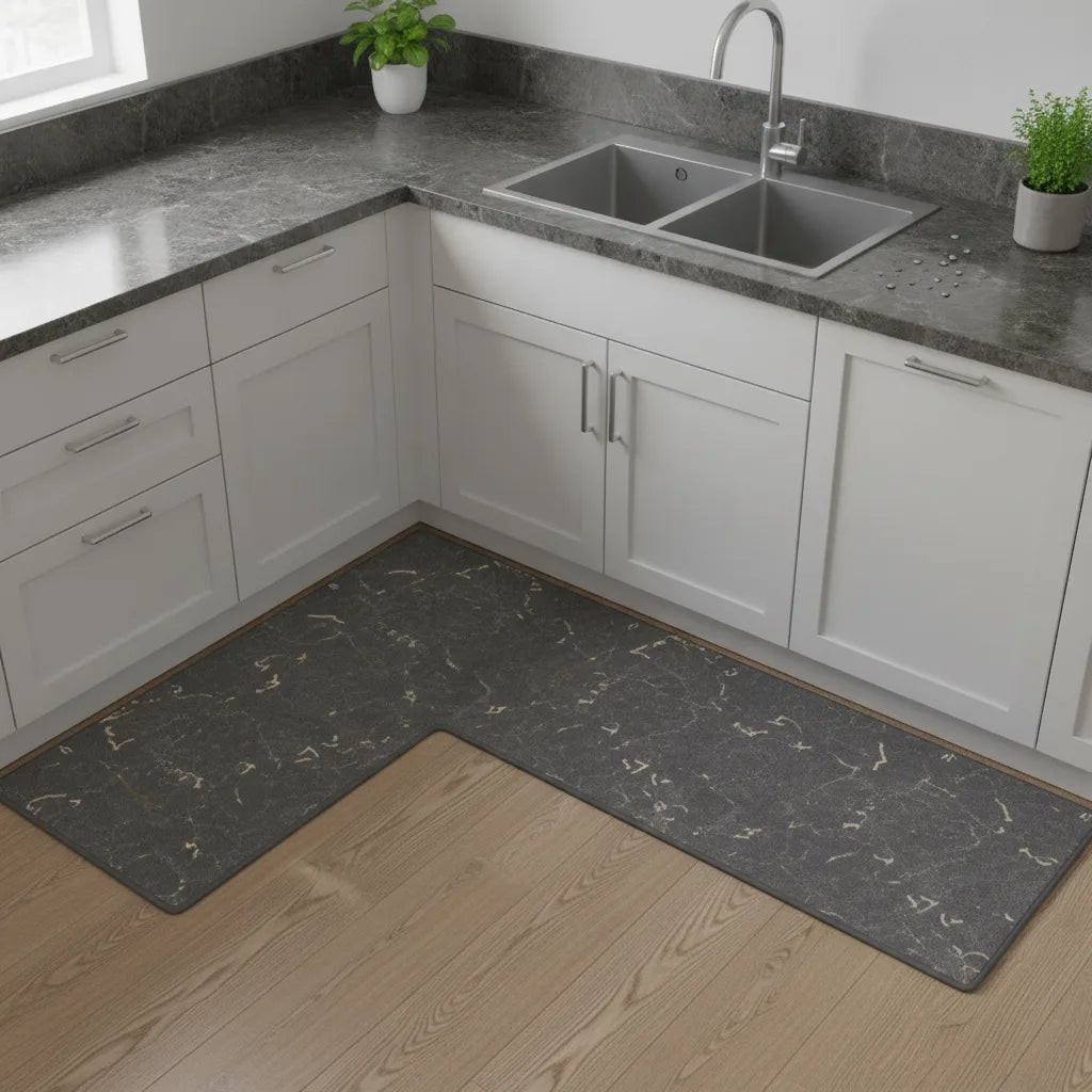 Tapis de cuisine en L antidérapant