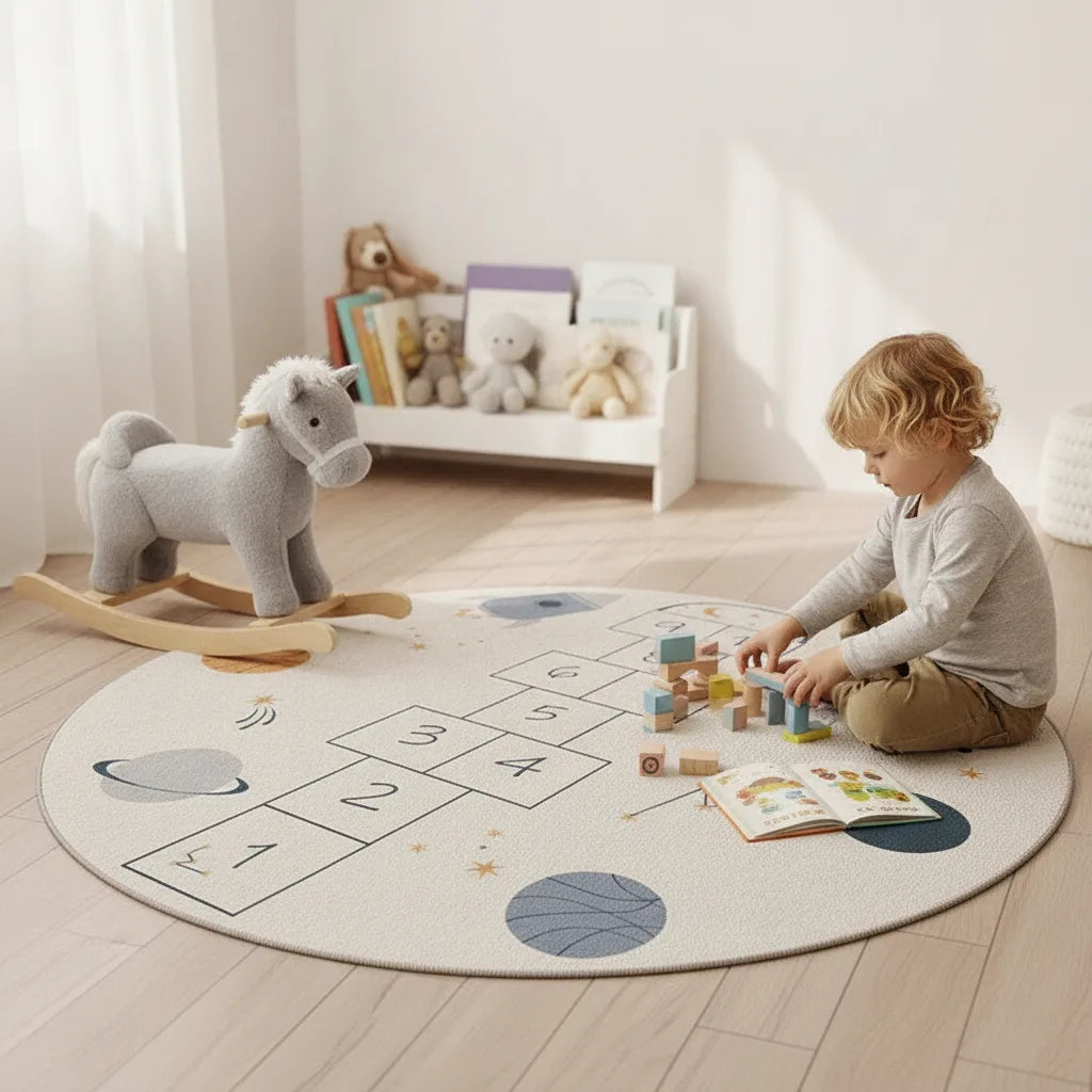 Tapis rond enfant motif rigolo