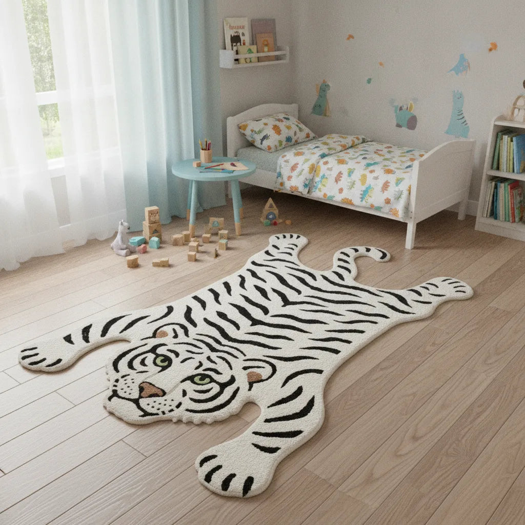Tapis tigre blanc antidérapant