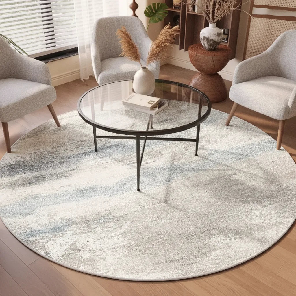 Tapis rond abstrait lavable en machine