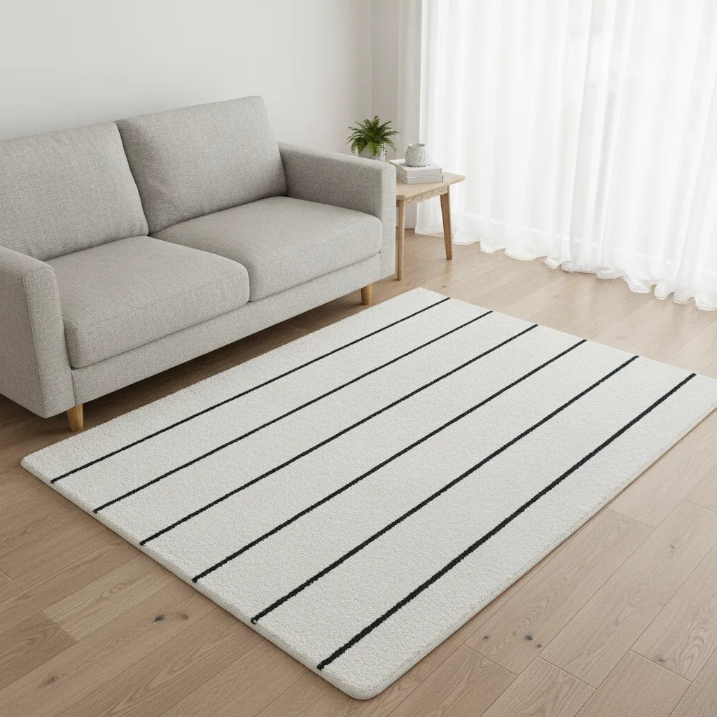Tapis scandinave moelleux à lignes
