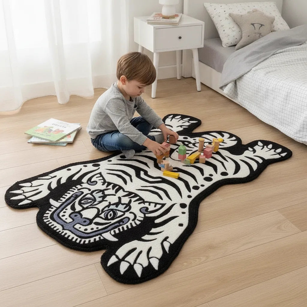 Tapis enfant tigre dessiné