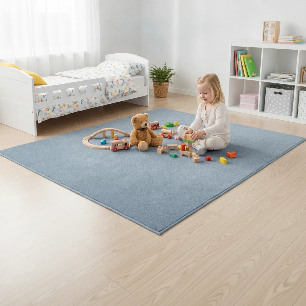 Tapis enfant velours uni antidérapant
