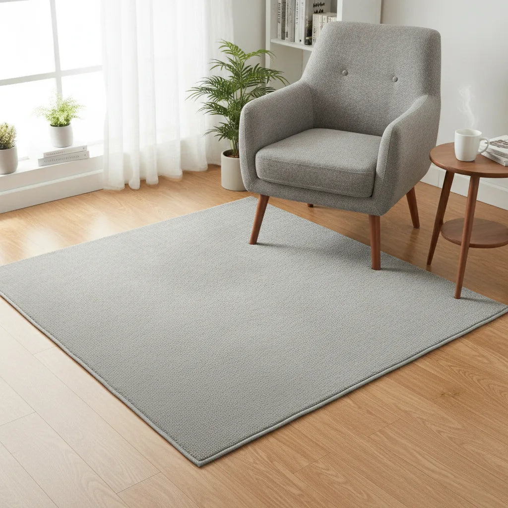Tapis de salon uni gris poil ras