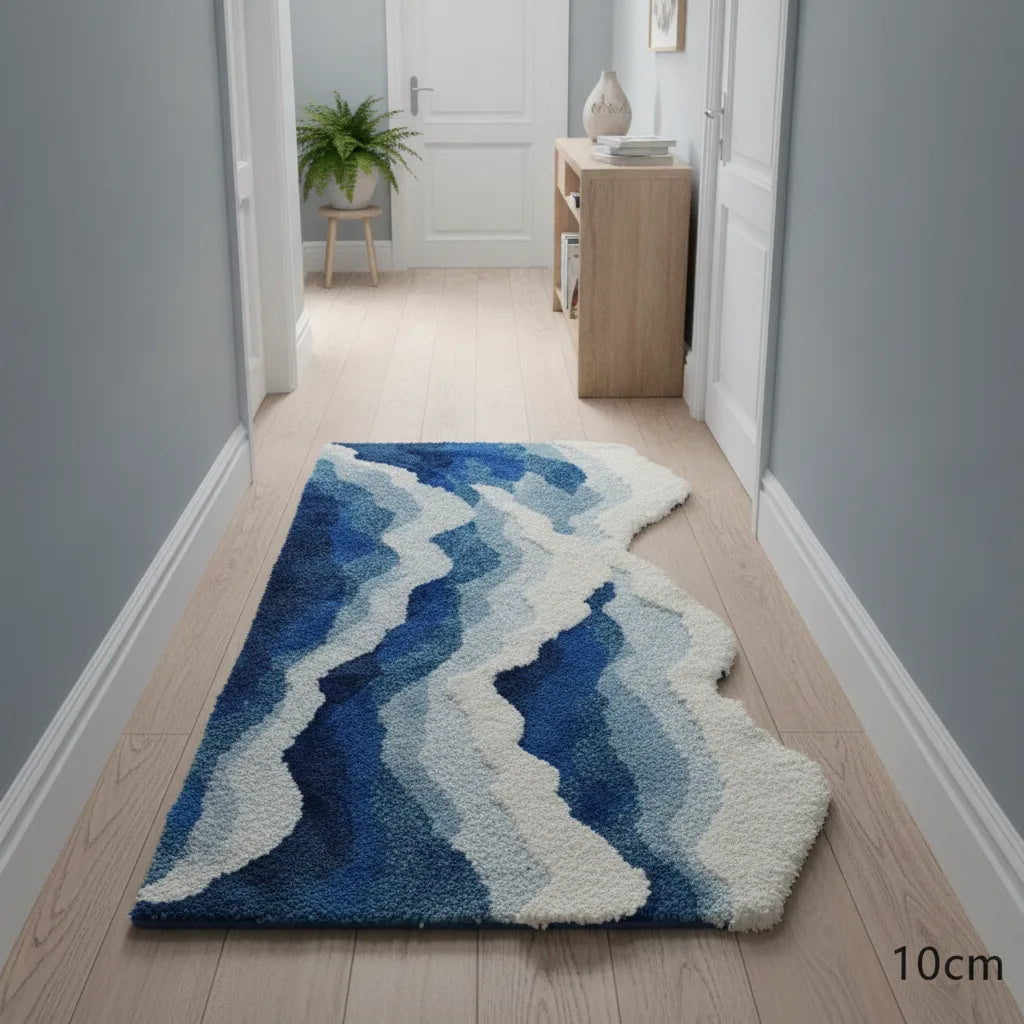 Tapis de couloir vague bleue
