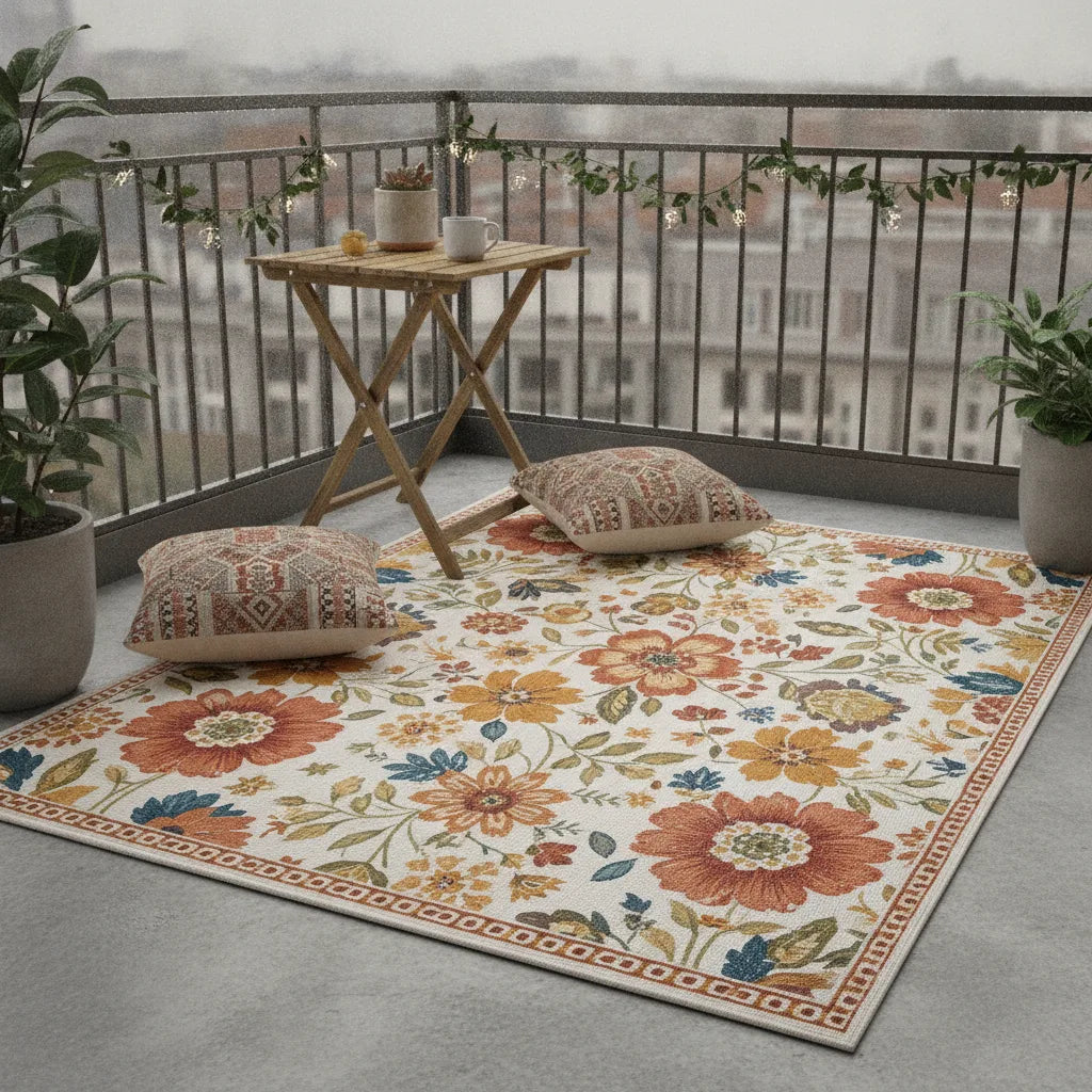 Tapis d'extérieur boho fleuri