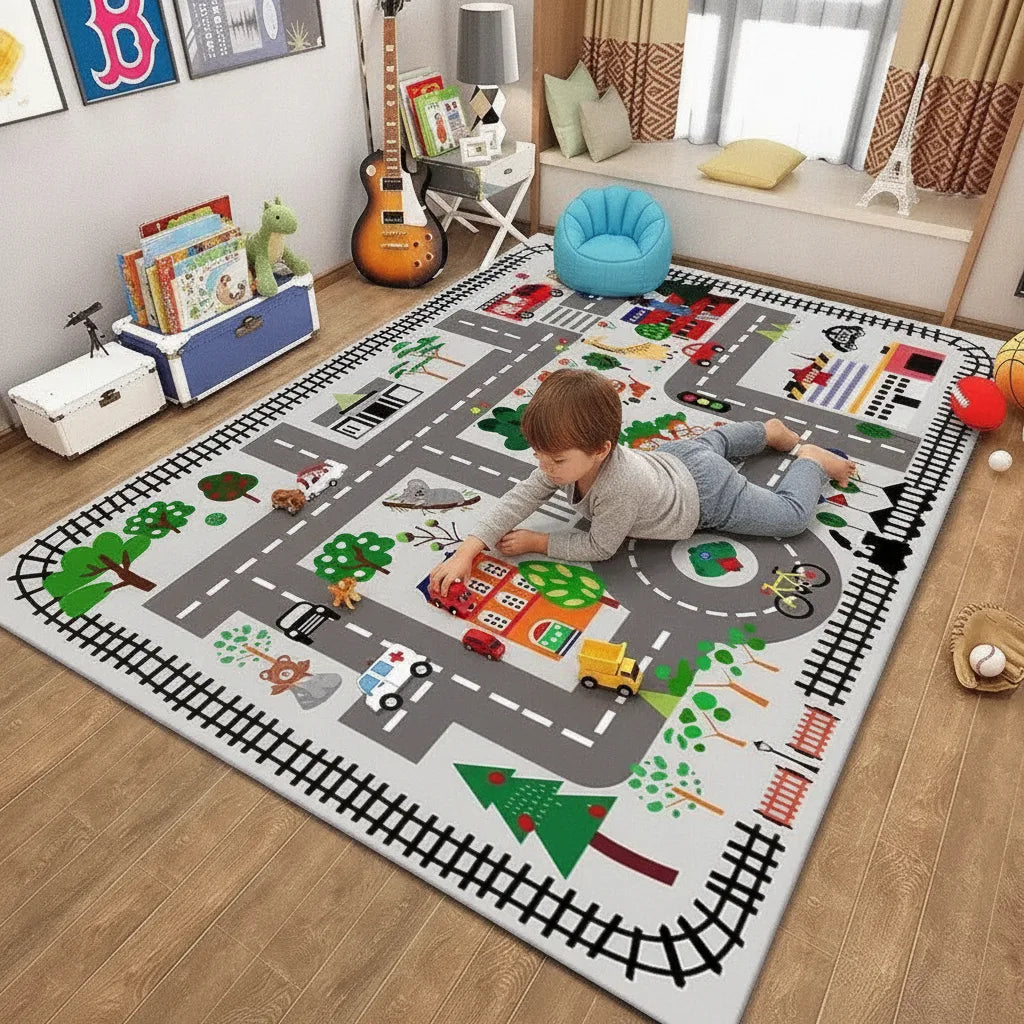 Tapis de jeu circuit voitures enfant