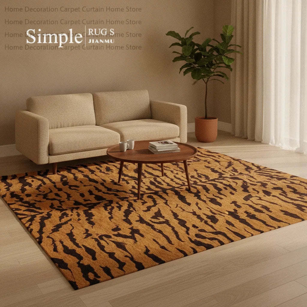 Tapis motif animal tigre et zèbre