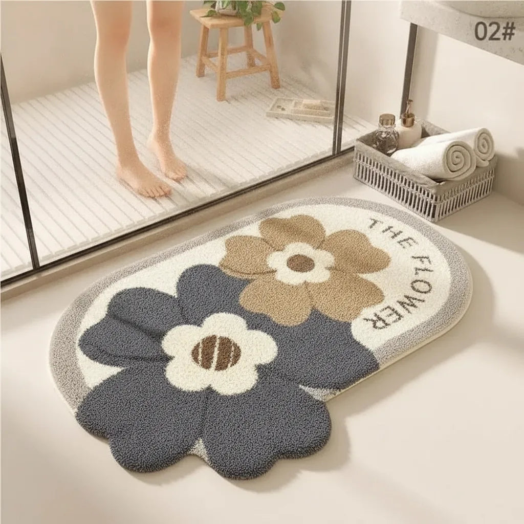 Tapis de salle de bain fleuri doux