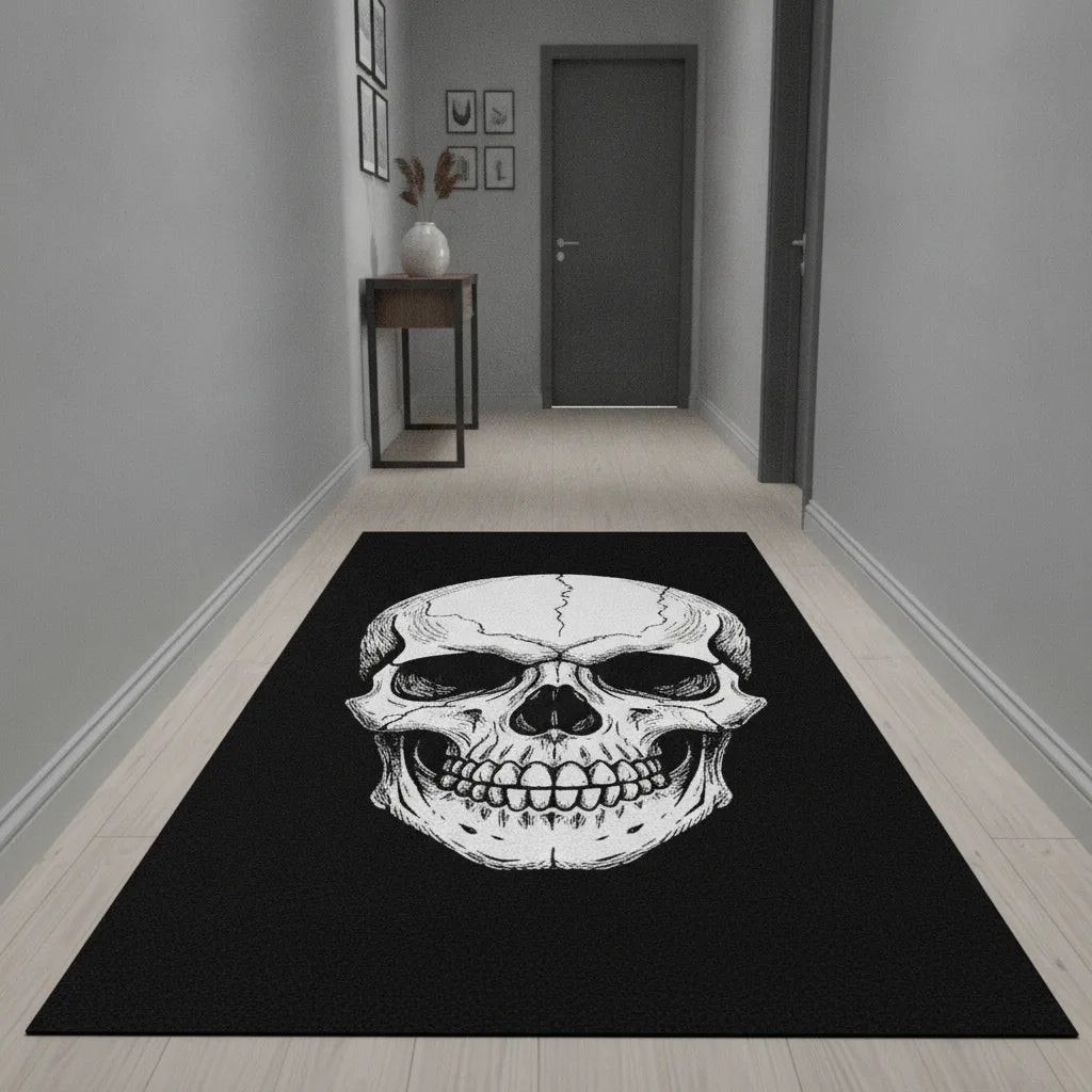 Tapis de couloir tête de mort noir