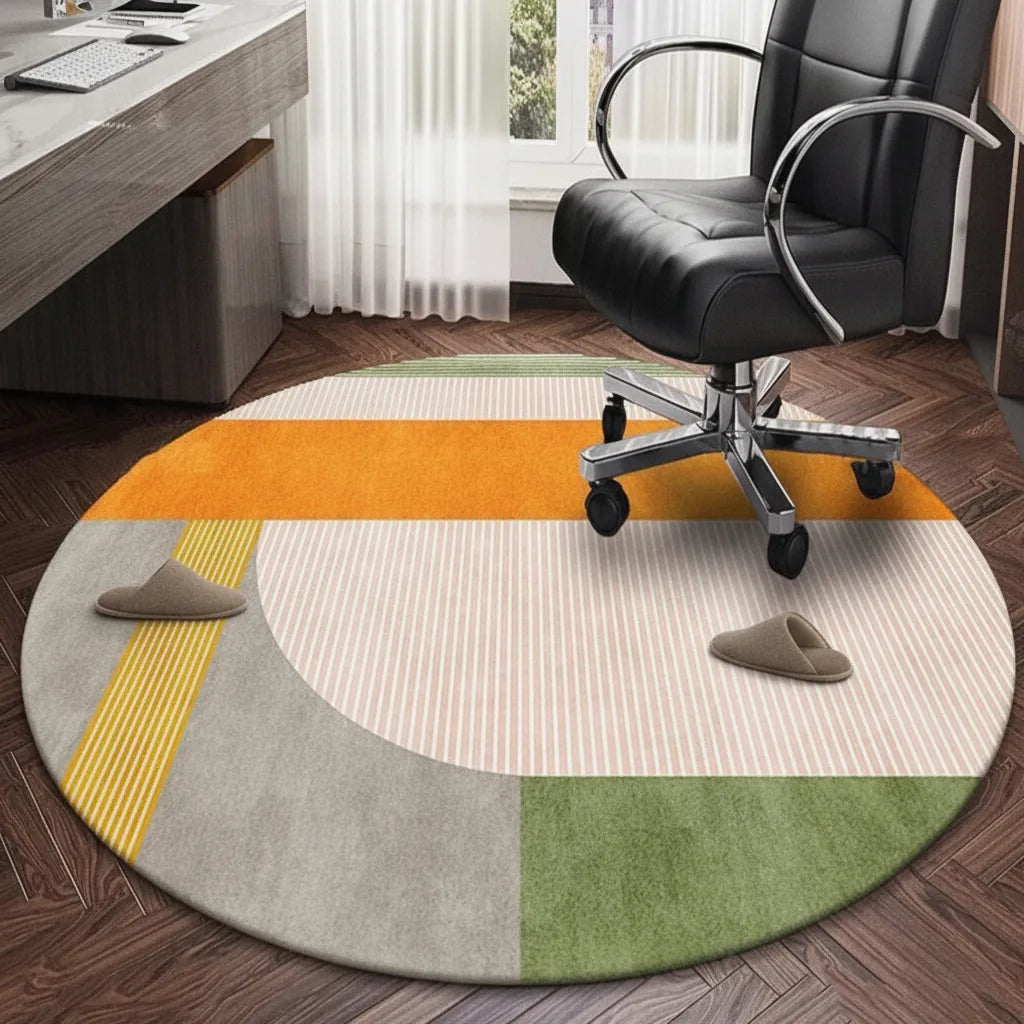 Tapis rond velours motif géométrique
