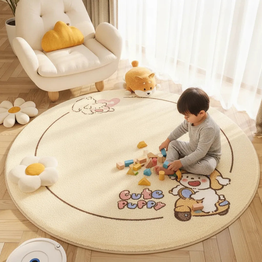 Tapis rond effet cachemire doux