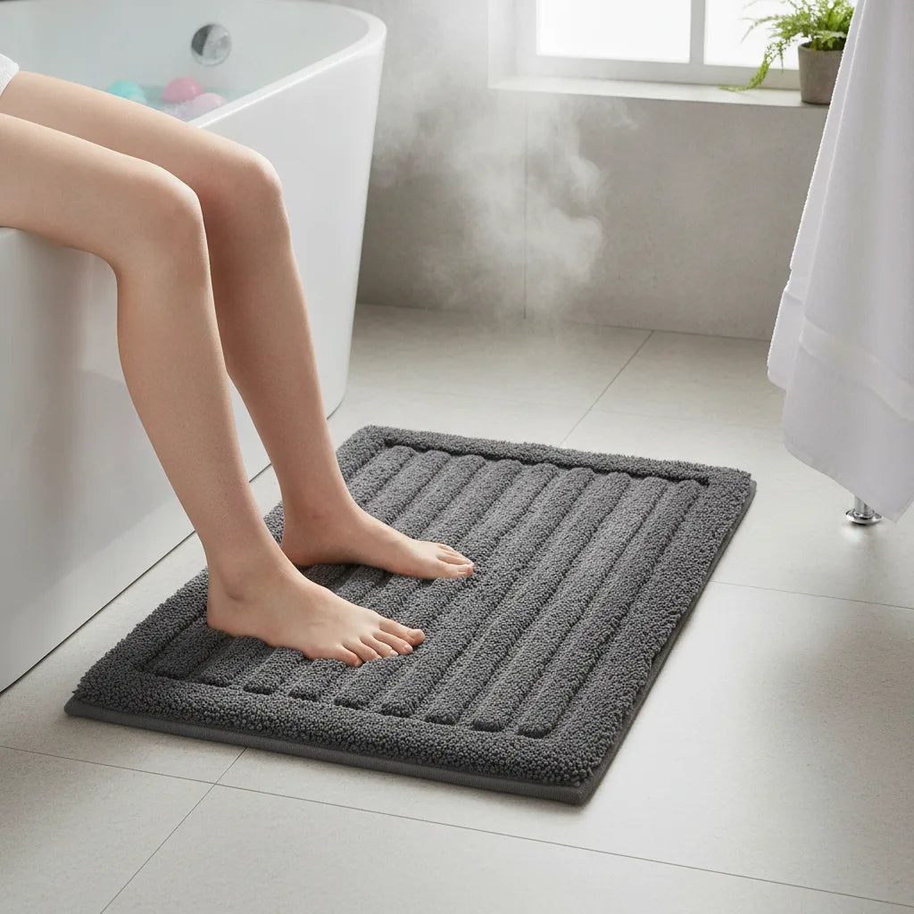 Tapis de bain épais en velours de coton