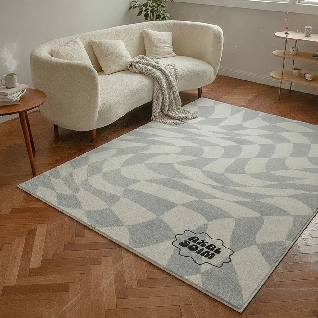 Tapis salon damier rétro tout doux