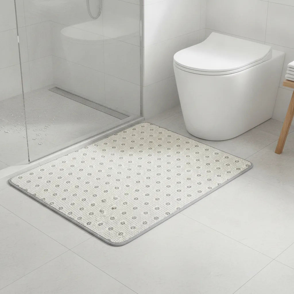 Tapis de bain en L pour coin de douche