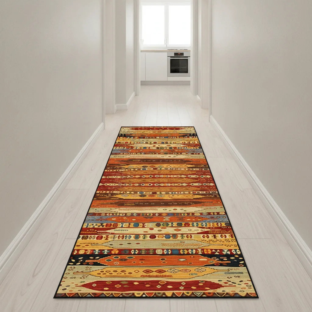 Tapis de couloir bohème tissage plat