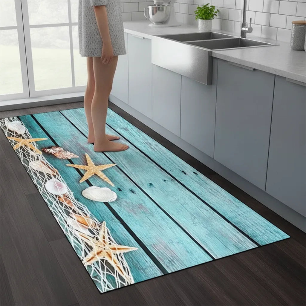 Tapis de couloir motif bord de mer